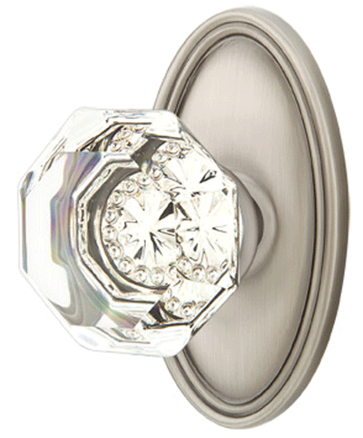 ##Antique Hardware## Emtek Crystal Old Town Clear Door Knob Set With Oval Rosette (Several Finish Options)