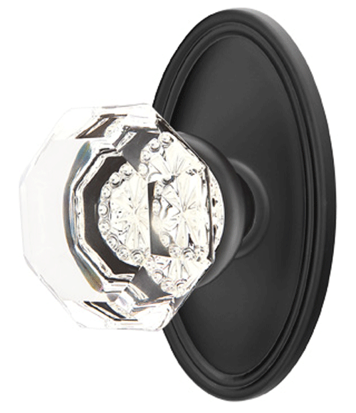 ##Antique Hardware## Emtek Crystal Old Town Clear Door Knob Set With Oval Rosette (Several Finish Options)