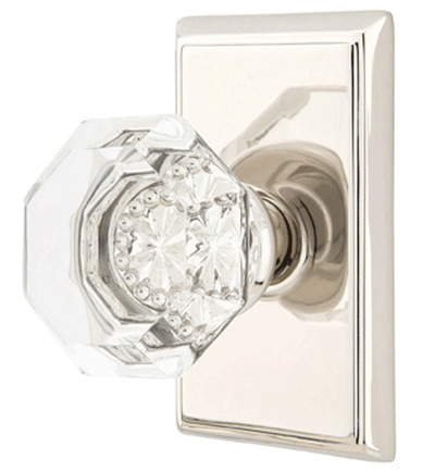 ##Antique Hardware## Emtek Crystal Old Town Clear Door Knob Set With Rectangular Rosette (Several Finish Options)