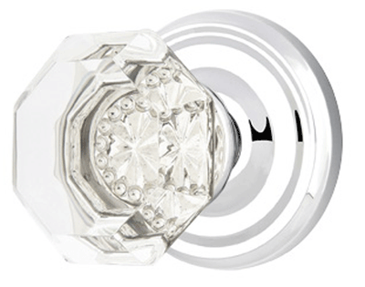 ##Antique Hardware## Emtek Crystal Old Town Clear Door Knob Set With Regular Rosette (Several Finish Options)