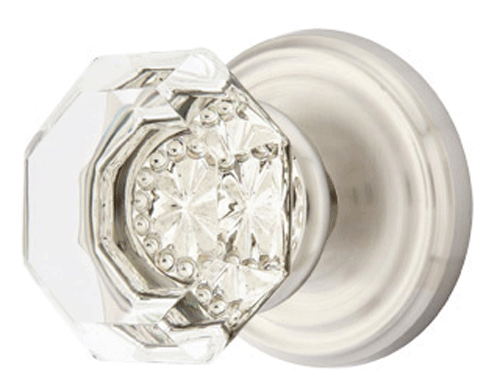 ##Antique Hardware## Emtek Crystal Old Town Clear Door Knob Set With Regular Rosette (Several Finish Options)