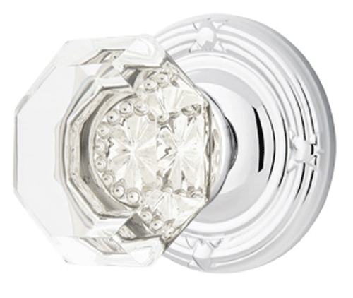 ##Antique Hardware## Emtek Crystal Old Town Clear Door Knob Set With Ribbon & Reed Rosette (Several Finish Options)