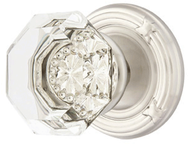 ##Antique Hardware## Emtek Crystal Old Town Clear Door Knob Set With Ribbon & Reed Rosette (Several Finish Options)