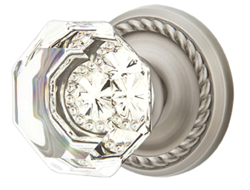 Antique Hardware Crystal Old Town Clear Door Knob Set With Rope Rosette (Several Finish Options) EMTEK CRYSTAL DOOR KNOB