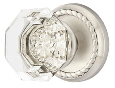 Antique Hardware Crystal Old Town Clear Door Knob Set With Rope Rosette (Several Finish Options) EMTEK CRYSTAL DOOR KNOB