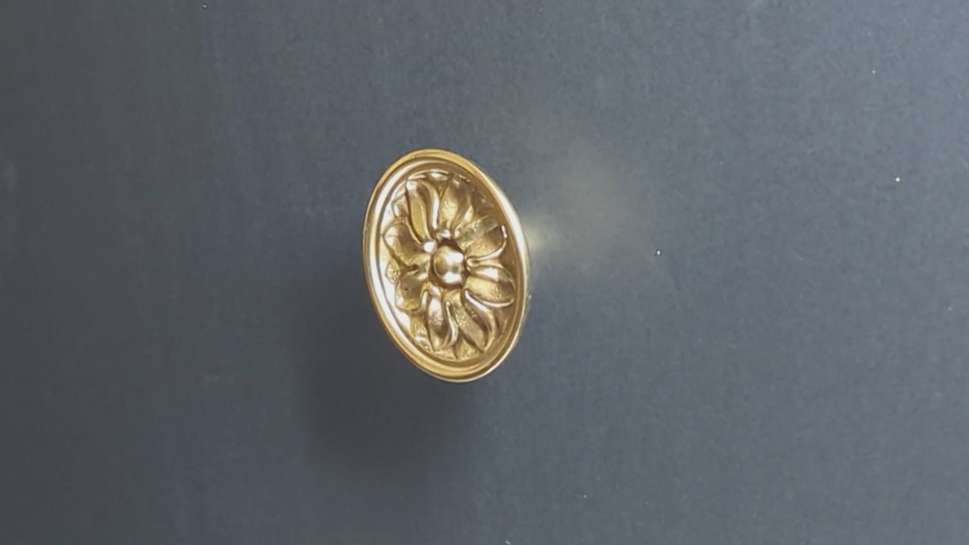 2 1/2 Inch Solid Brass Large Floral Cabinet and Furniture Knob