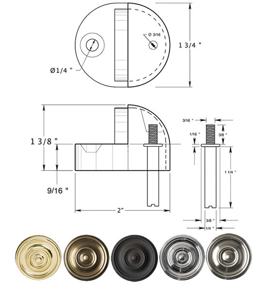 ##Antique Hardware## High Profile Floor Mounted Bumper Door Stop