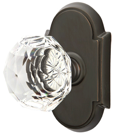 ##Antique Hardware## Diamond Crystal Door Knob Set With # 8 Rosette (Several Finish Options)