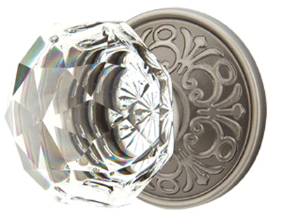 ##Antique Hardware## Emtek Diamond Crystal Door Knob Set With Lancaster Rosette (Several Finish Options)