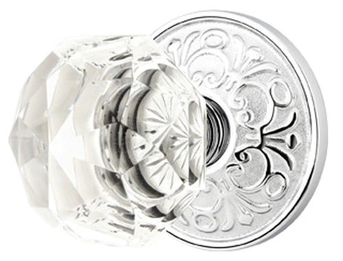 ##Antique Hardware## Emtek Diamond Crystal Door Knob Set With Lancaster Rosette (Several Finish Options)