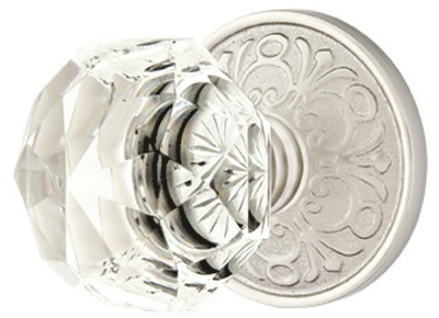 ##Antique Hardware## Emtek Diamond Crystal Door Knob Set With Lancaster Rosette (Several Finish Options)