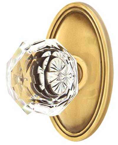 ##Antique Hardware## Diamond Crystal Door Knob Set With Oval Rosette (Several Finish Options)