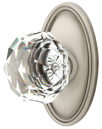 ##Antique Hardware## Diamond Crystal Door Knob Set With Oval Rosette (Several Finish Options)