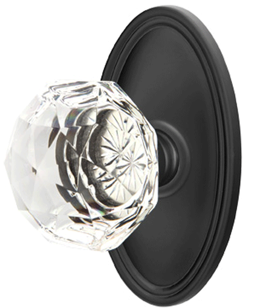 ##Antique Hardware## Diamond Crystal Door Knob Set With Oval Rosette (Several Finish Options)