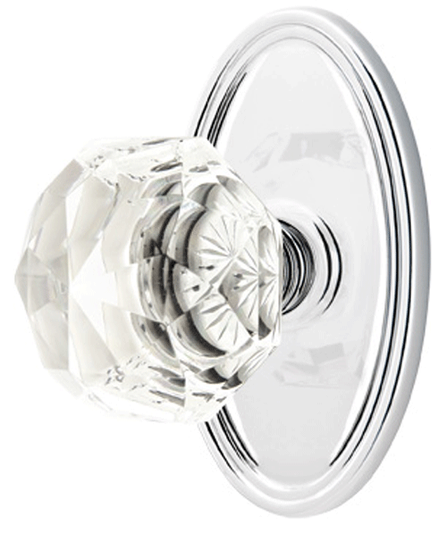 ##Antique Hardware## Diamond Crystal Door Knob Set With Oval Rosette (Several Finish Options)