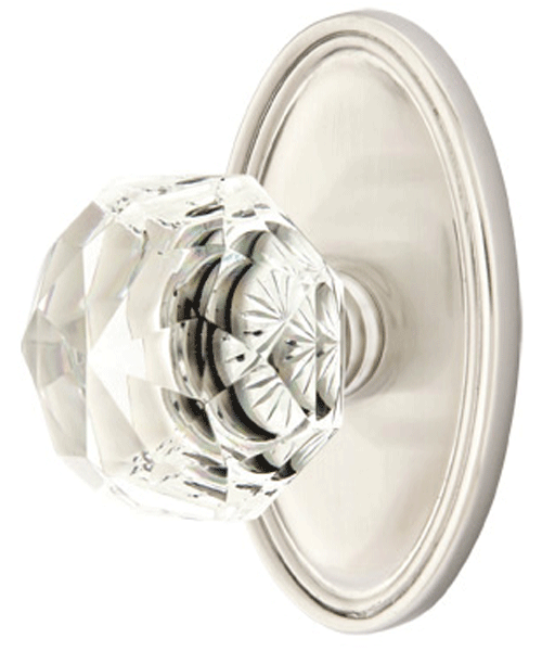 ##Antique Hardware## Diamond Crystal Door Knob Set With Oval Rosette (Several Finish Options)