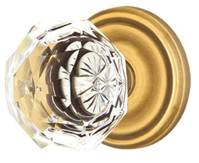 Antique Hardware Diamond Crystal Door Knob Set With Regular Rosette (Several Finish Options) EMTEK GLASS CRYSTAL DIAMOND DOOR KNOB