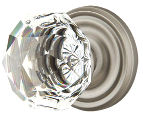 Antique Hardware Diamond Crystal Door Knob Set With Regular Rosette (Several Finish Options) EMTEK GLASS CRYSTAL DIAMOND DOOR KNOB