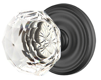 Antique Hardware Diamond Crystal Door Knob Set With Regular Rosette (Several Finish Options) EMTEK GLASS CRYSTAL DIAMOND DOOR KNOB