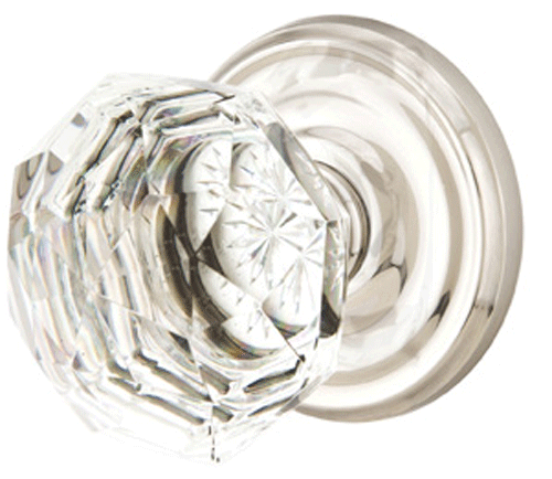 Antique Hardware Diamond Crystal Door Knob Set With Regular Rosette (Several Finish Options) EMTEK GLASS CRYSTAL DIAMOND DOOR KNOB