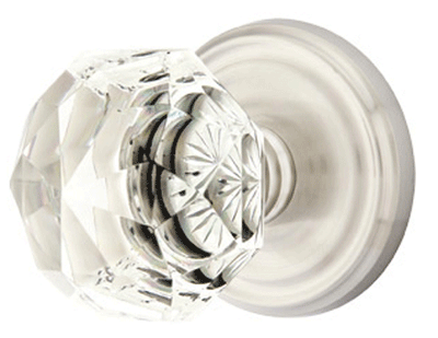 Antique Hardware Diamond Crystal Door Knob Set With Regular Rosette (Several Finish Options) EMTEK GLASS CRYSTAL DIAMOND DOOR KNOB