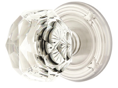 ##Antique Hardware## Emtek Diamond Crystal Door Knob Set With Ribbon & Reed Rosette (Several Finish Options)