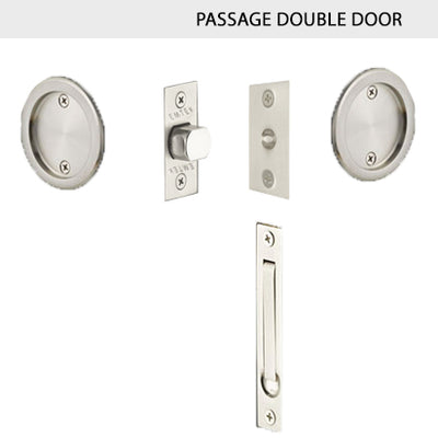 ##Antique Hardware## Round Solid Brass Pocket Door Tubular Double Door Set (Several Finish Options)