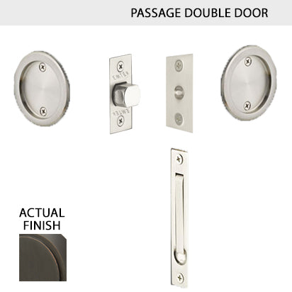 ##Antique Hardware## Round Solid Brass Pocket Door Tubular Double Door Set (Several Finish Options)