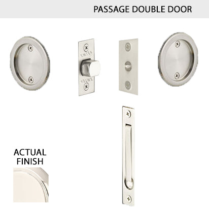 ##Antique Hardware## Round Solid Brass Pocket Door Tubular Double Door Set (Several Finish Options)