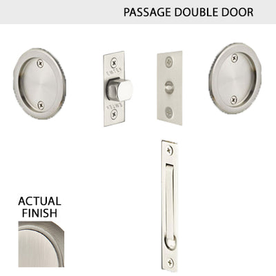 ##Antique Hardware## Round Solid Brass Pocket Door Tubular Double Door Set (Several Finish Options)