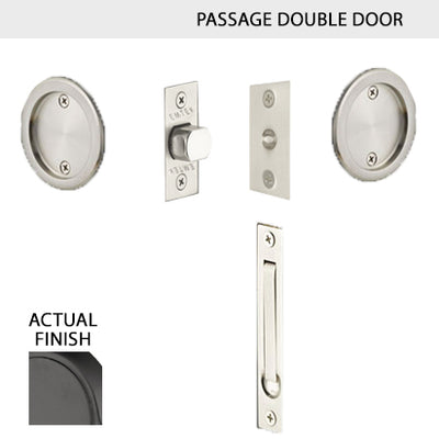 ##Antique Hardware## Round Solid Brass Pocket Door Tubular Double Door Set (Several Finish Options)