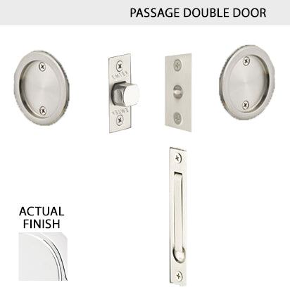 ##Antique Hardware## Round Solid Brass Pocket Door Tubular Double Door Set (Several Finish Options)