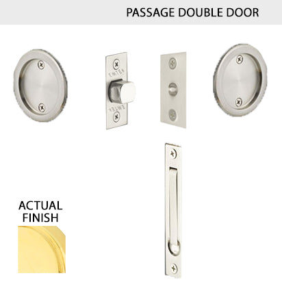 ##Antique Hardware## Round Solid Brass Pocket Door Tubular Double Door Set (Several Finish Options)