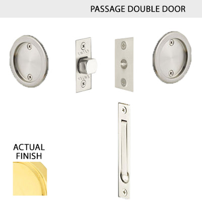 ##Antique Hardware## Round Solid Brass Pocket Door Tubular Double Door Set (Several Finish Options)