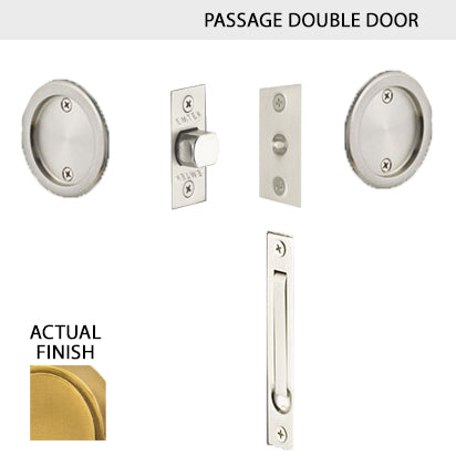 ##Antique Hardware## Round Solid Brass Pocket Door Tubular Double Door Set (Several Finish Options)