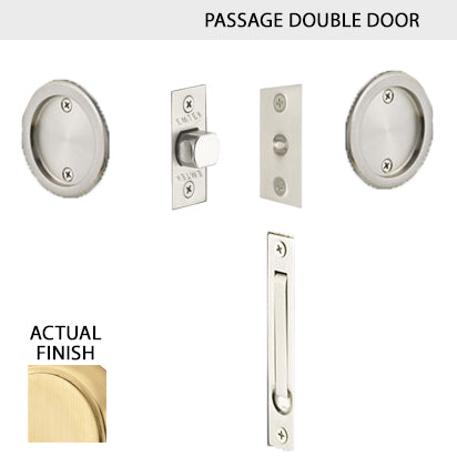 ##Antique Hardware## Round Solid Brass Pocket Door Tubular Double Door Set (Several Finish Options)