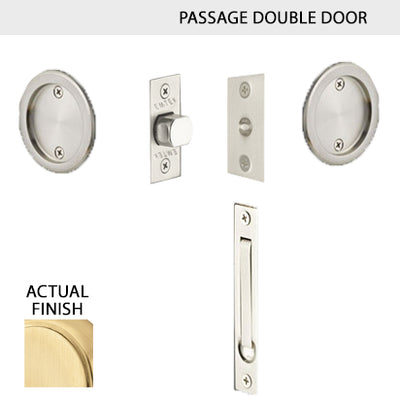 ##Antique Hardware## Round Solid Brass Pocket Door Tubular Double Door Set (Several Finish Options)