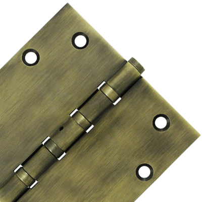 ##Antique Hardware## 5 Inch X 5 Inch Solid Brass Non-Removable Pin Square Hinge