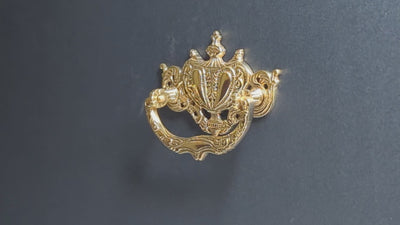 4 1/4 Inch ( 3 Inch C-C) Solid Brass Rococo Lamp Bail Pull