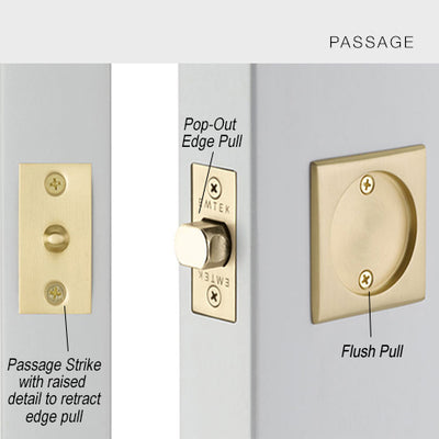 ##Antique Hardware## Square Solid Brass Pocket Door Tubular Passage Set (Several Finish Options)