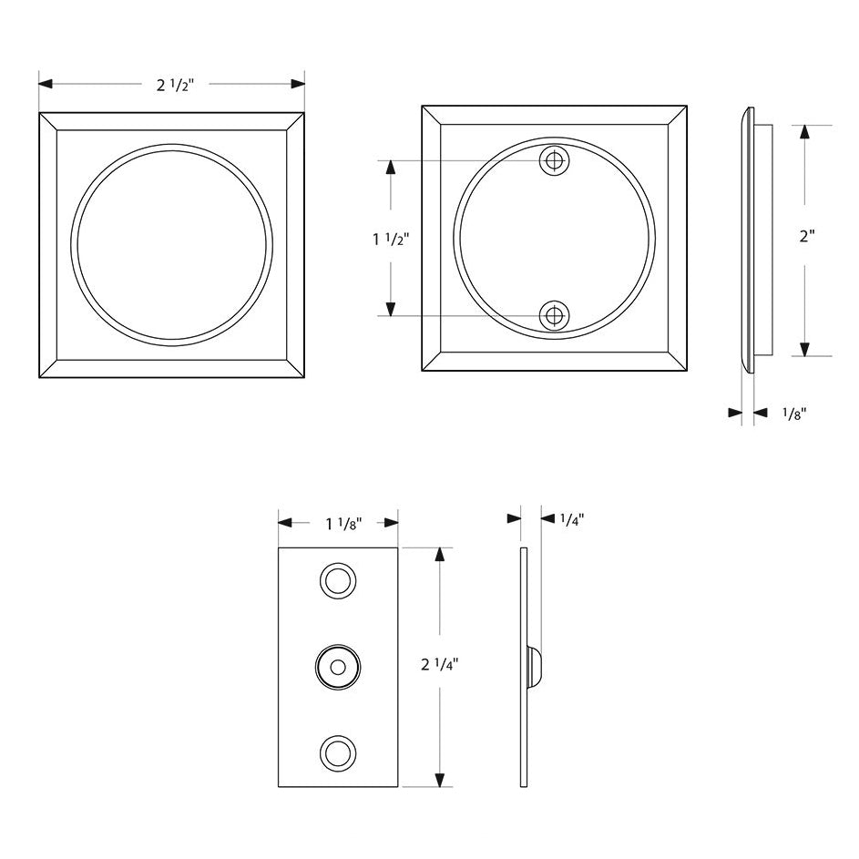 ##Antique Hardware## Square Solid Brass Pocket Door Tubular Passage Set (Several Finish Options)