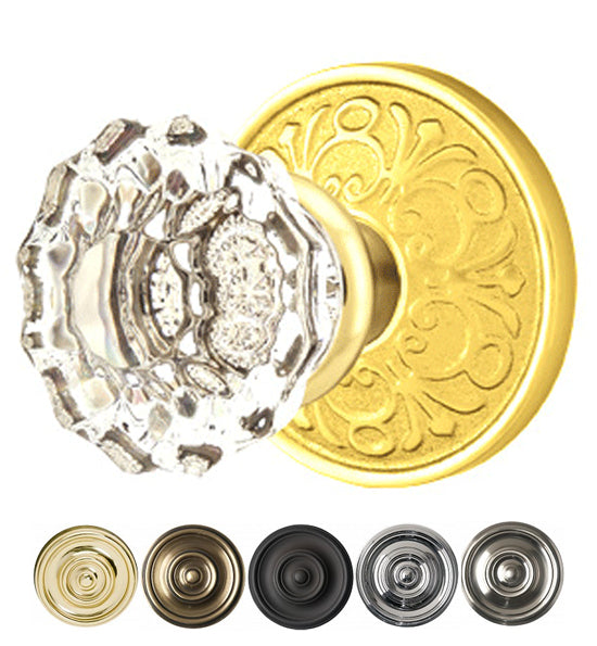 ##Antique Hardware## Emtek Crystal Astoria Door Knob Set With Lancaster Rosette (Several Finishes Available)