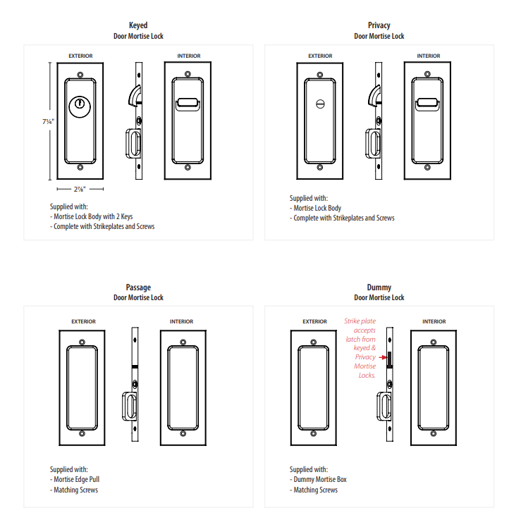 ##Antique Hardware## Modern Rectangular Pocket Door Mortise Set (Several Functions Available)