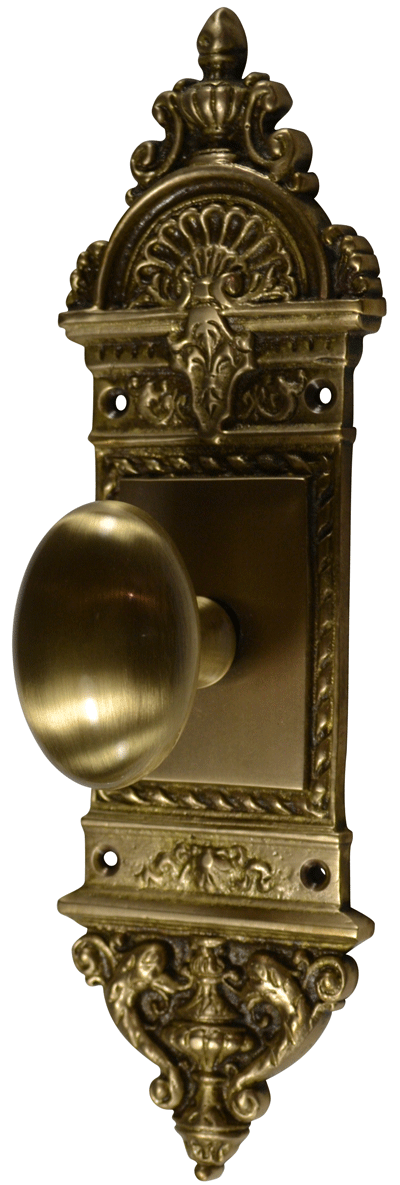 ##Antique Hardware## L'Enfant Small Backplate Door Set with Egg Door Knobs (Several Finishes Available)