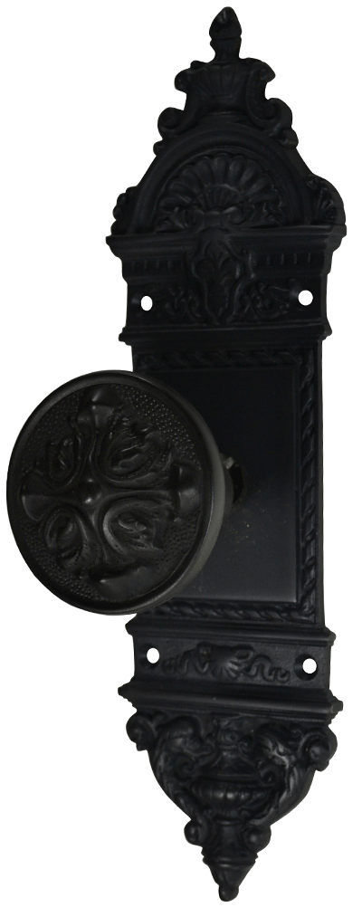 ##Antique Hardware## L'Enfant Small Backplate Door Set with Romanesque Door Knobs (Several Finishes Available)