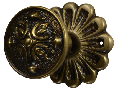 ##Antique Hardware## Solid Brass Romanesque Style Door Knob Set