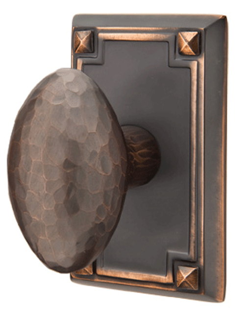 ##Antique Hardware## Hammered Egg Knob With Rectangular Rosette (Several Finish Options)