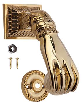 ##Antique Hardware## Ball-in-Hand 4 1/2 Inch Brass Door Knocker (Several Finishes Available)