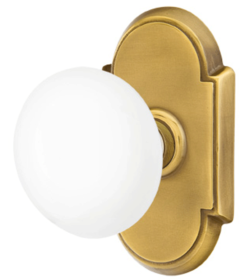 ##Antique Hardware## Ice White Porcelain Door Knob Set With # 8 Rosette (Several Finish Options)