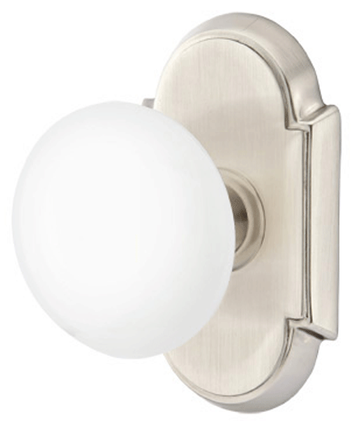 ##Antique Hardware## Ice White Porcelain Door Knob Set With # 8 Rosette (Several Finish Options)